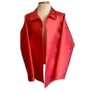 Lafayette 148  Pink & Orange Double Faced Silk Blend Open Front Blazer Jacket L